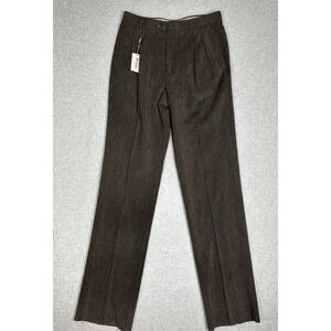 St Croix Pants Mens 34R Dark Olive Green Wool Blend Pleated Trousers Made Italy